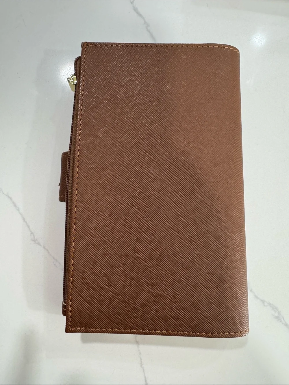 Brown Leatherette Snap Wallet